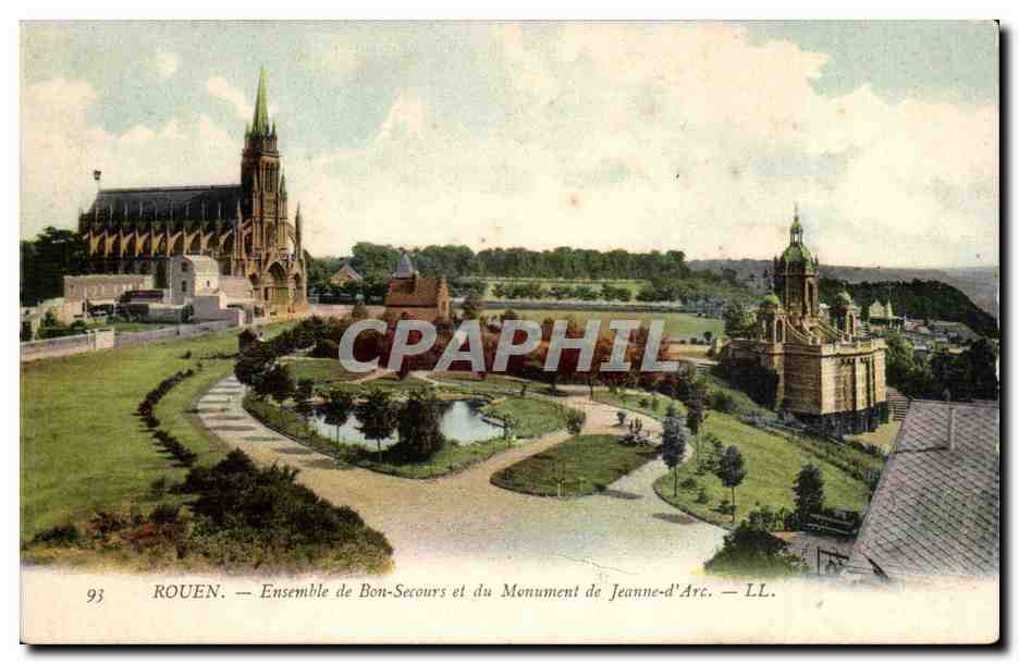 Rouen CPA Ensemble de Bon SEcours et du monument de Jeanne d'arc