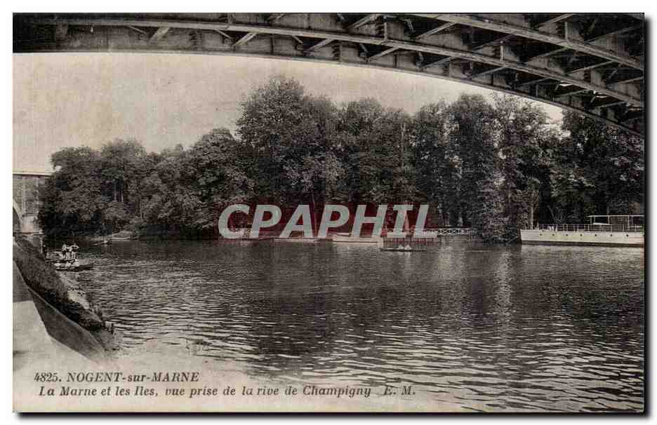 Nogent-sur-Marne — Die Marne und die Îles, Ansicht vom Ufer von Champigny — E.M. n°4825
