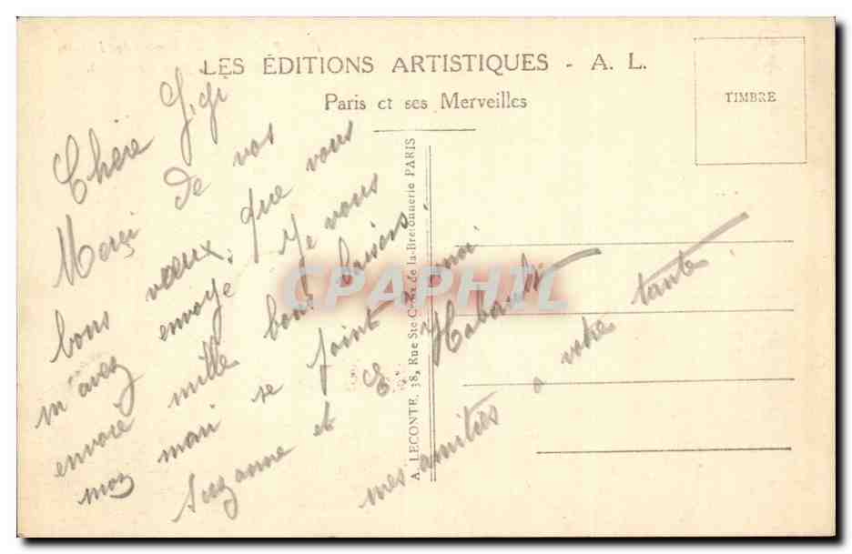 Paris cPA La chambre des deputes — Rückseite