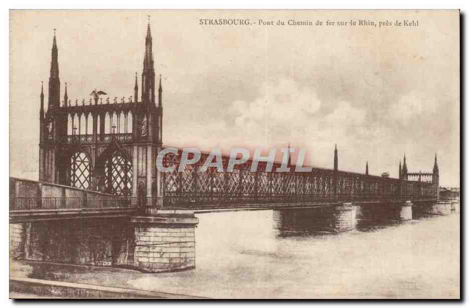 Strasbourg CPA Pont du chemin de fer sur le Rhin pres de Kehl