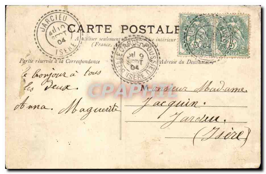 Allevard-les-Brins (Isère) — vue panoramique du village et des montagnes — éditeur inconnu, n° 597 — Reverso