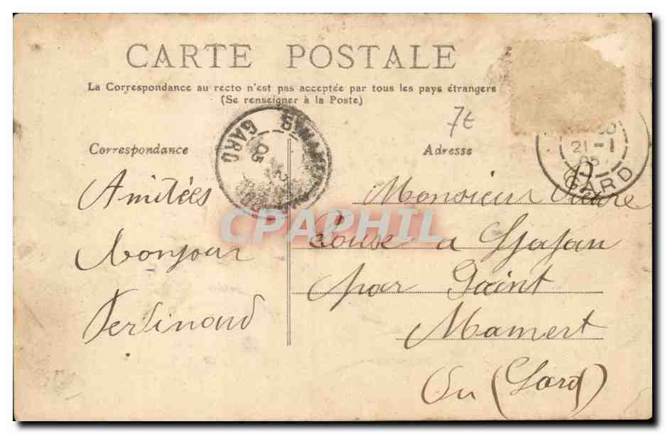 Alais CPA Le pont de la Rochebelle Le quai de la Comte Le fort Vauban — Rückseite