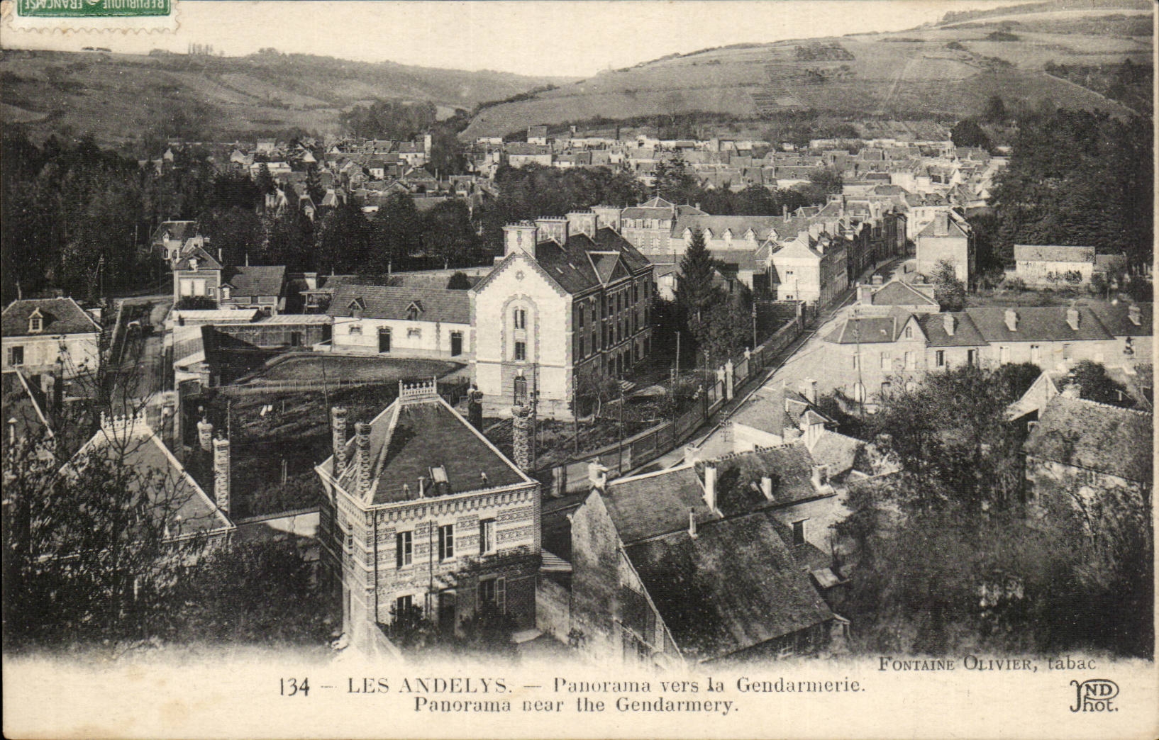 Les Andelys — Panorama vers la Gendarmerie — Fontaine Olivier, tabac