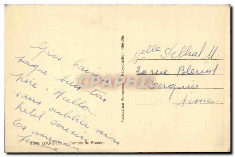 Lourdes CPA L'entree du rosaire — Verso
