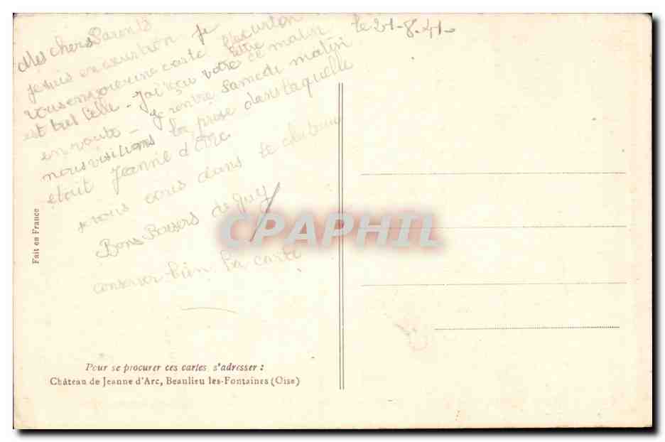 Le Château de Jeanne d'Arc - Beaulieu-les-Fontaines (Oise) — Après la restauration en 1930 — Verso