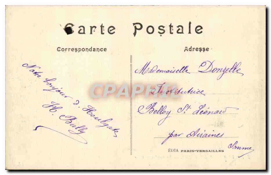 Le crime de Reims CPA Le faubourg Ceres  — Verso