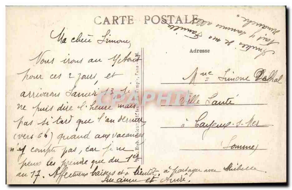 Paris CPA La Bourse — Verso