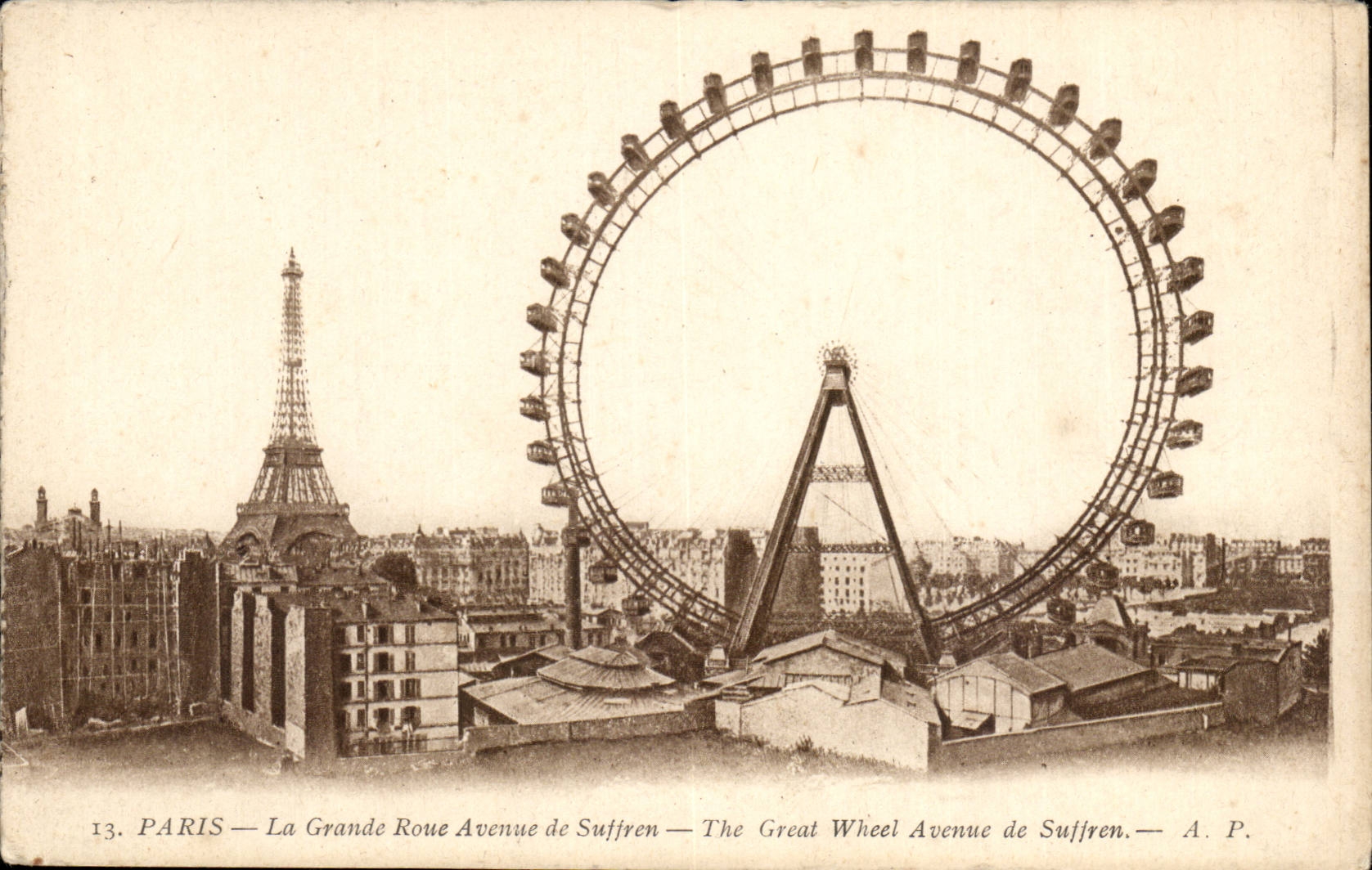 Paris CPA la grande roue avenue de Suffren (Tour Eiffel)