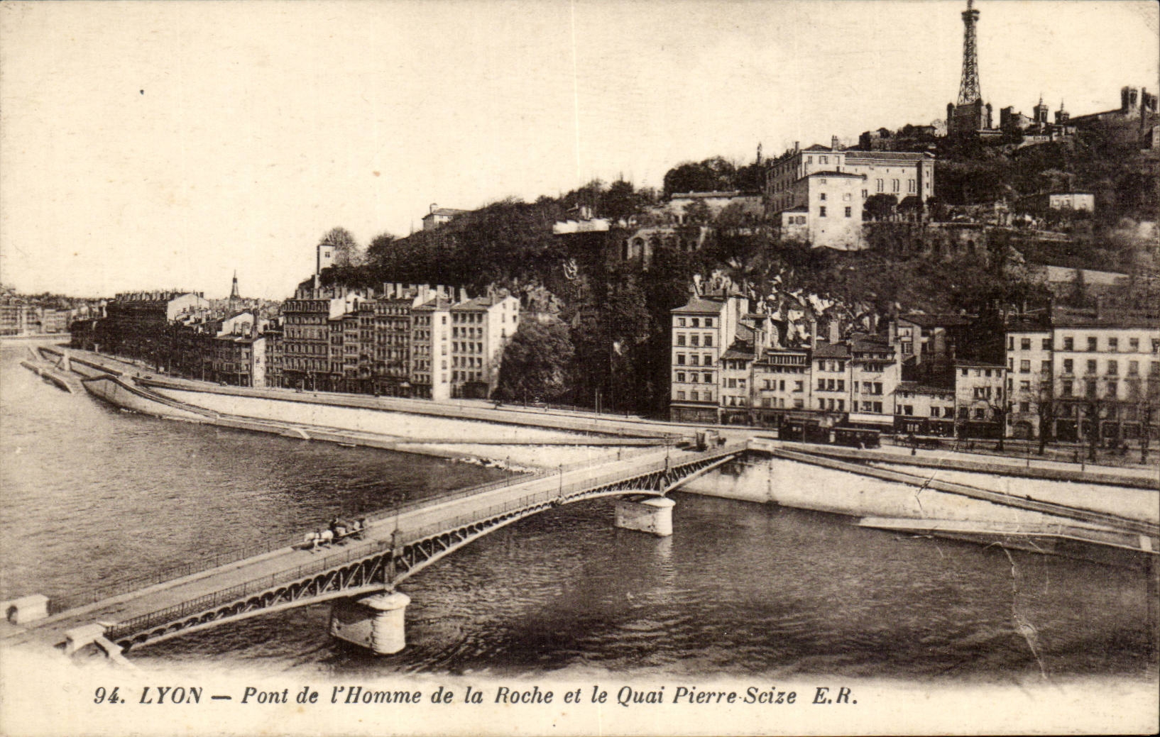 Lyon CPA pont de Lhomme de la roche et le quai Pierre Scize