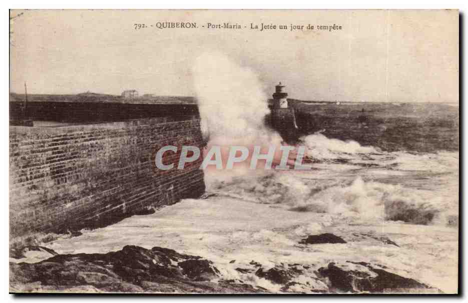 Quiberon - Port-Maria - La Jetée un jour de tempête — éditeur Laurent-Nel Reunes, n° 792
