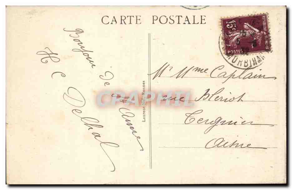 Sainte Anne d'Auray - La Fontaine et la Basilique CPA  — Verso