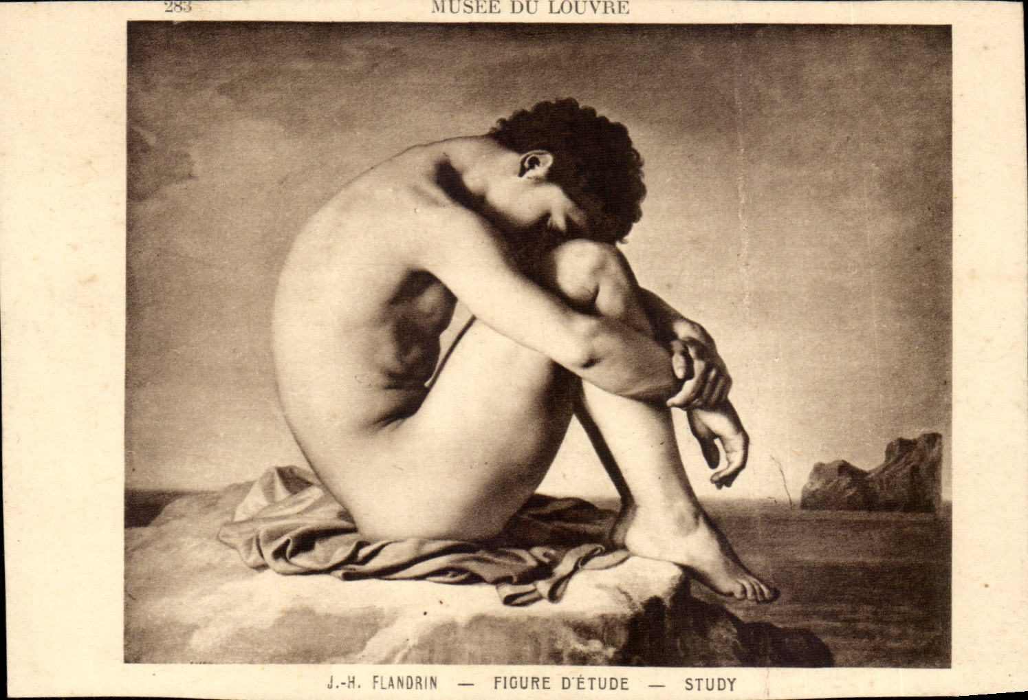 Paris 1 - Musee du Louvre - Flandrin - Figure Etude - Nude CPA 