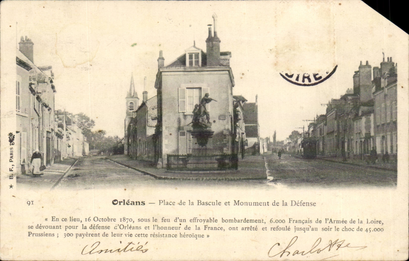 Orleans CPA Place de la Bascule et monument de la Defense