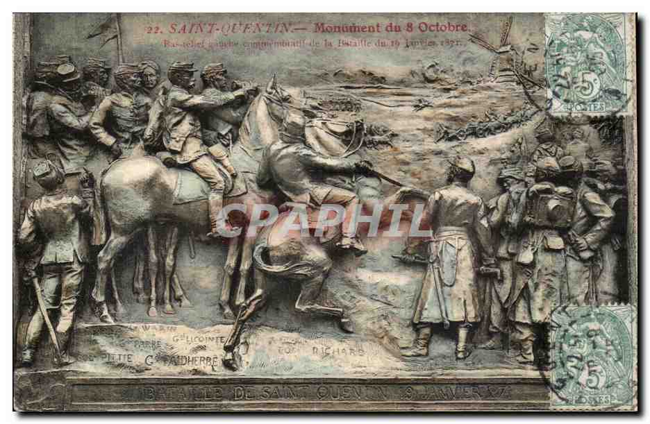 Saint Quentin CPA Monument du 8 octobre Bataille du 18 janvier 1871