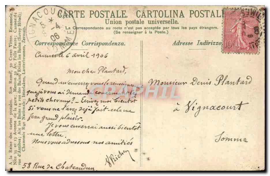 Menton CPA Le port et la vieille ville — Rückseite