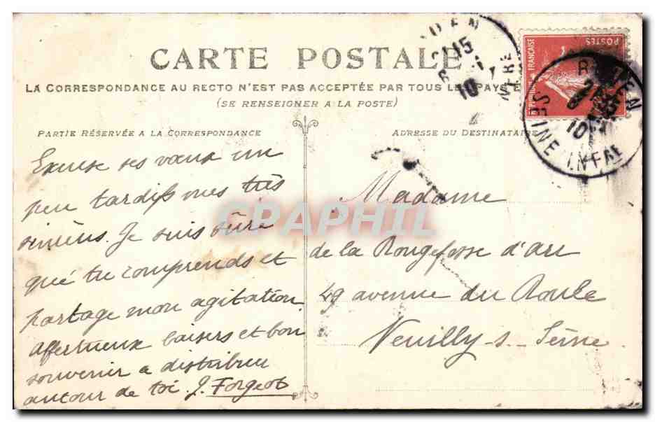 Rouen CPA Eglise Saint Andre — Verso