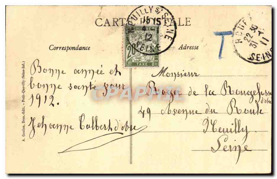 Rouen CPA Fontaine de la Croisse (dessin a la plume) — Verso