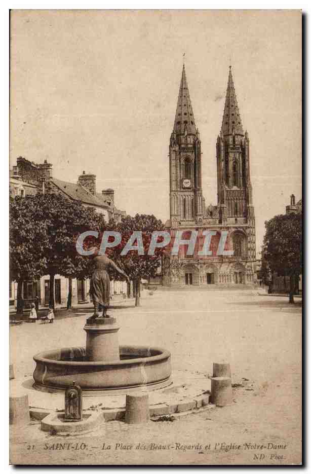 Saint Lo - La Place des Beaux Regards et l'Escalier Notre Dame - CPA 