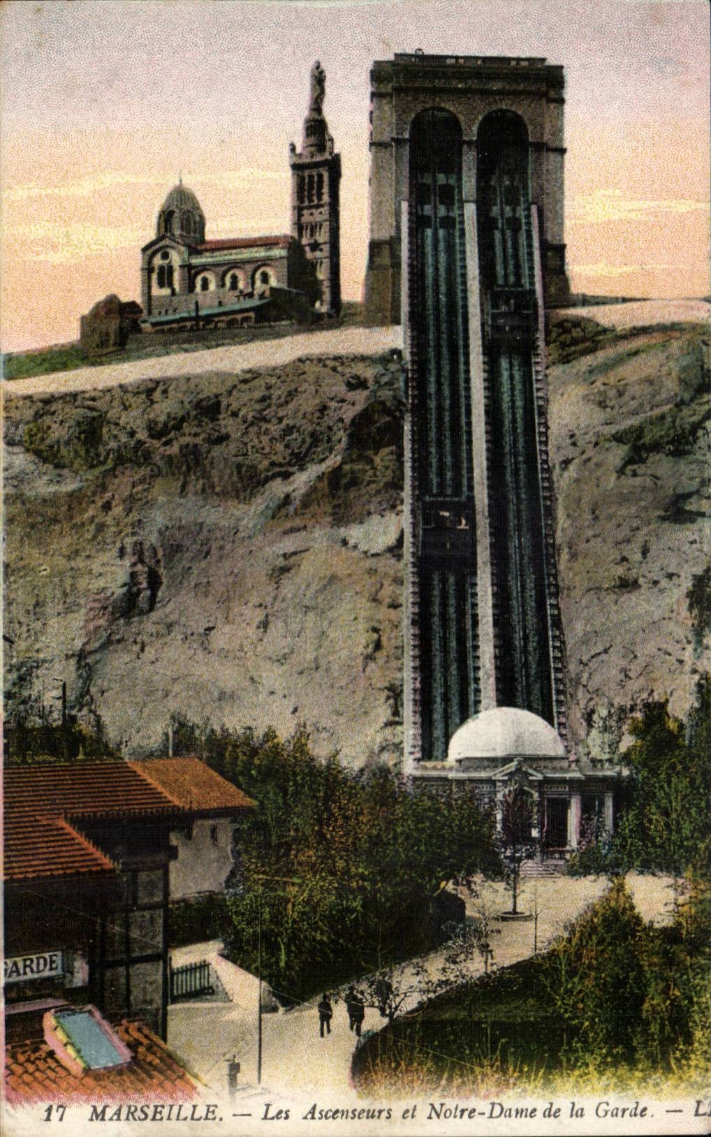 Marseille - Les Ascenseurs et Notre Dame de la Garde - CPA 