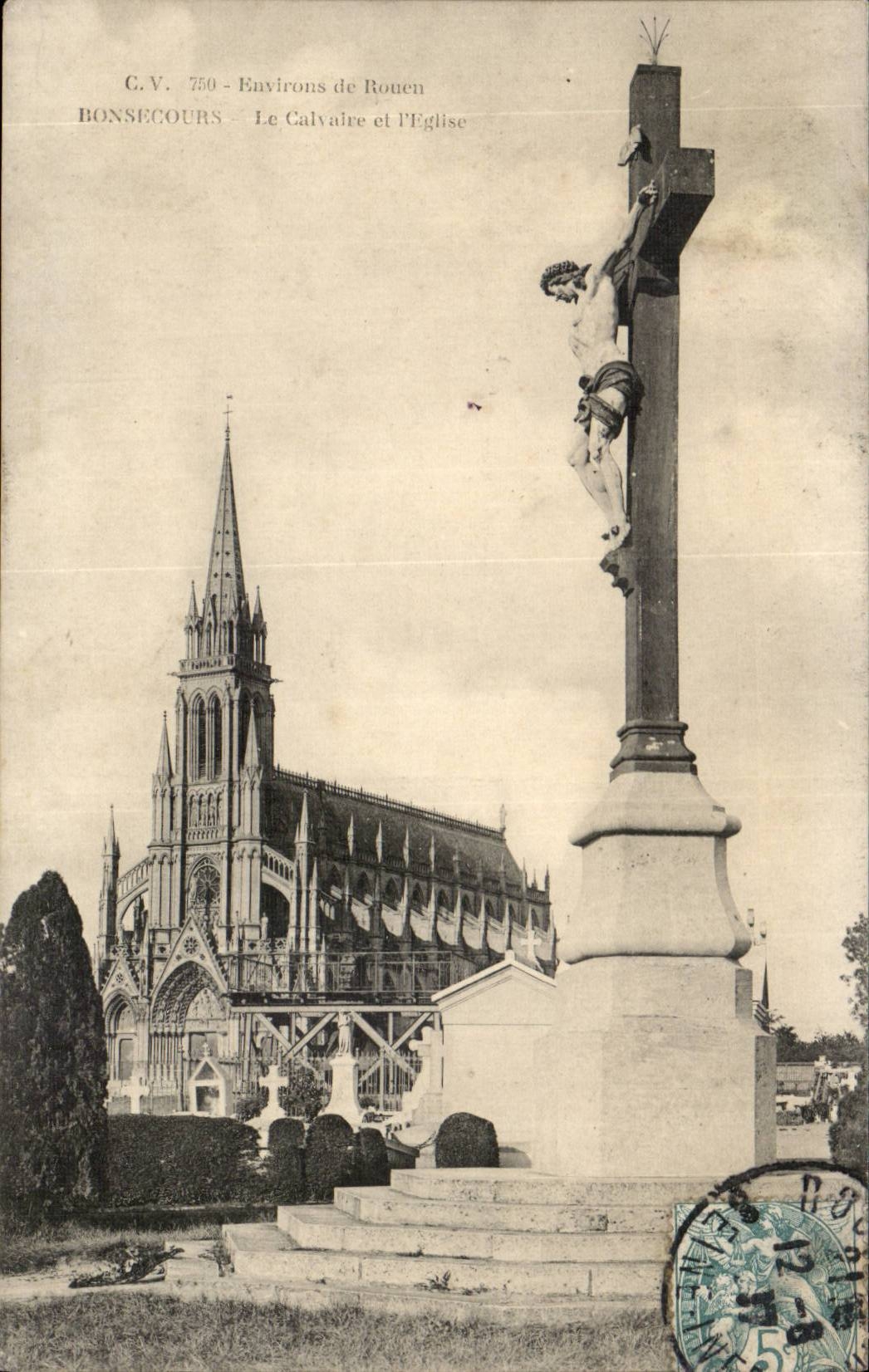 Environs de Rouen Consecours CPA Le calvaire et l'eglise