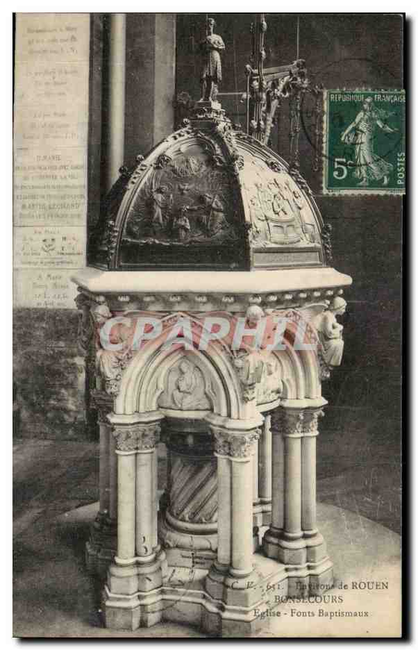 Environs de Rouen Consecours CPA Eglise Fonds baptismaux