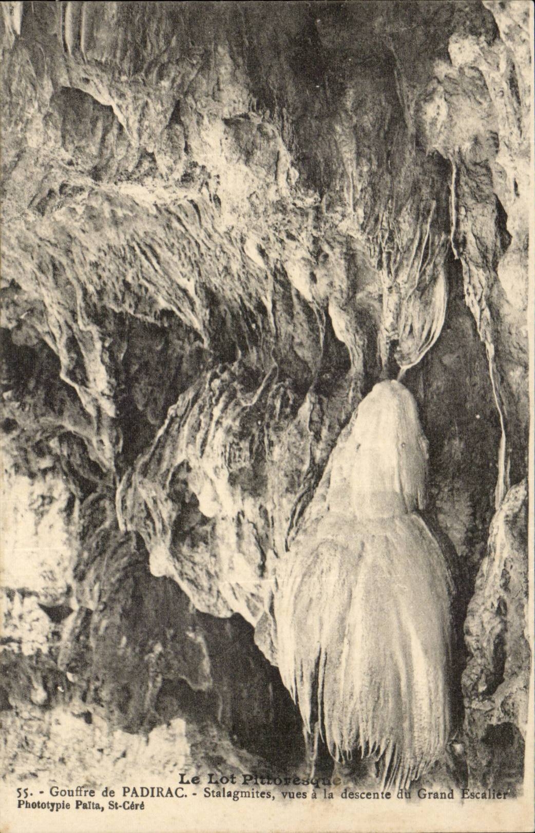 Gouffre de Padirac - Stalagmites à la descente du Grand Escalier — Phototypie Pafta, St-Céré