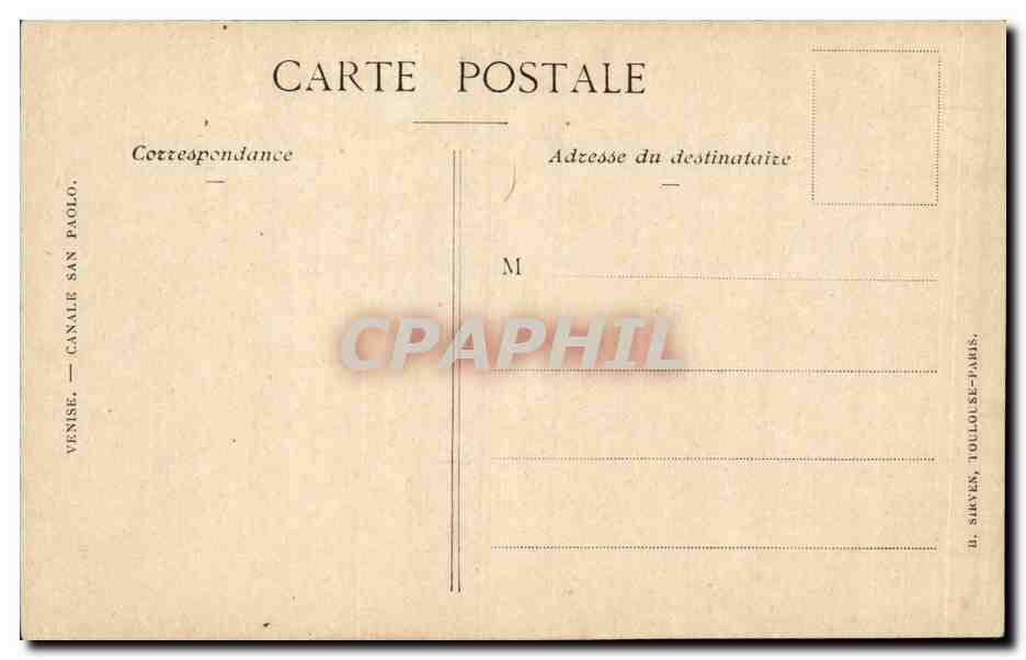 Italie - Italie - Italy - Venise - Canale San Paolo - CPA  — Rückseite
