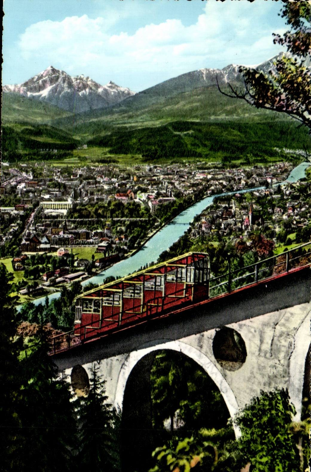 Austriche - Austria - Innsbruck gegen Sueden mit Series 2719m und Hungerburgbahn - CPA 