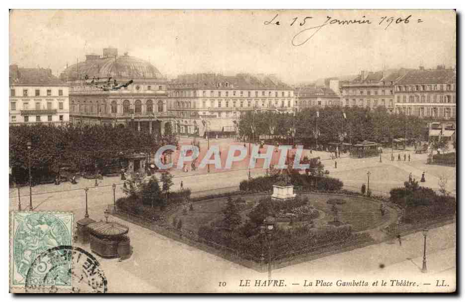 Le Havre - La Place Gambetta et le Theatre - CPA 