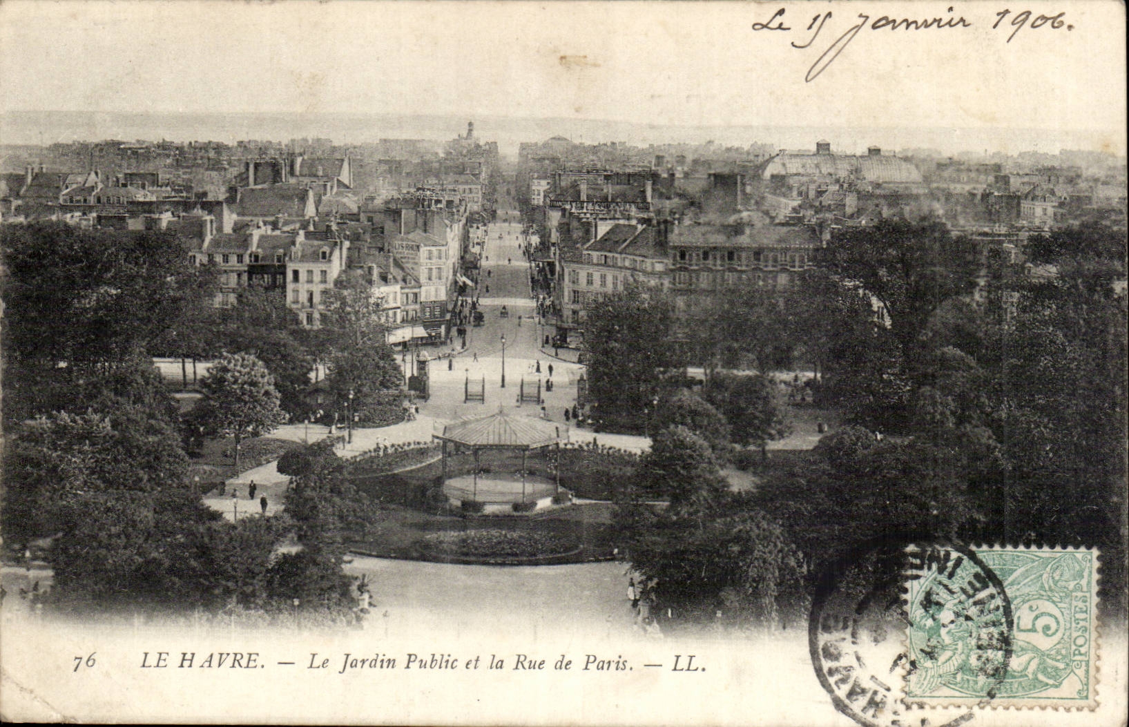 Le Havre - Le Jardin Public et la Rue de Paris - CPA 
