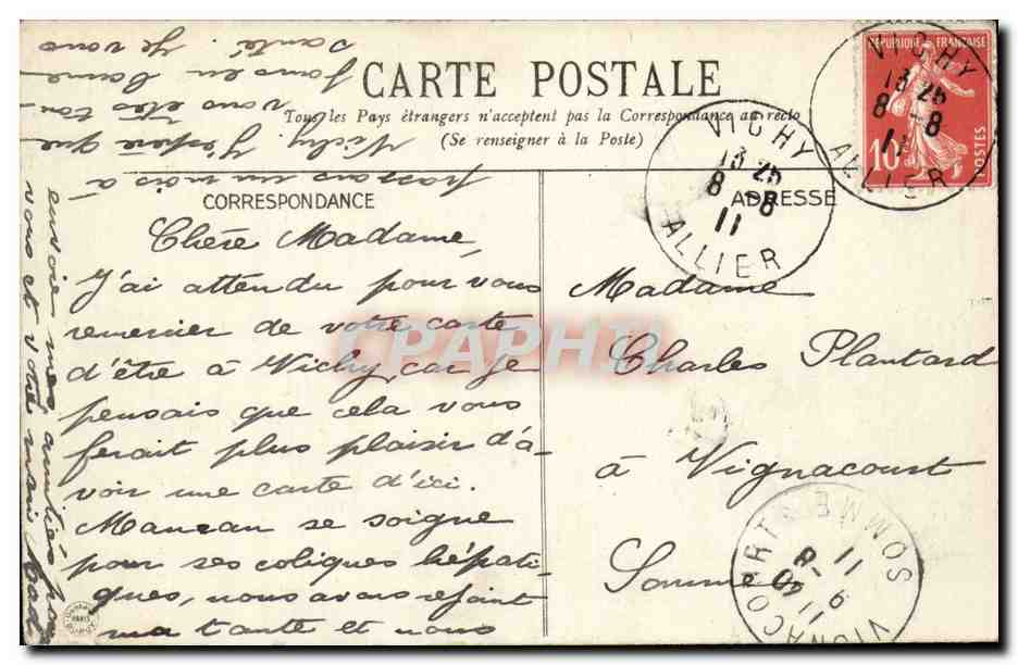 Vichy - Source Mesdames - CPA  — Verso