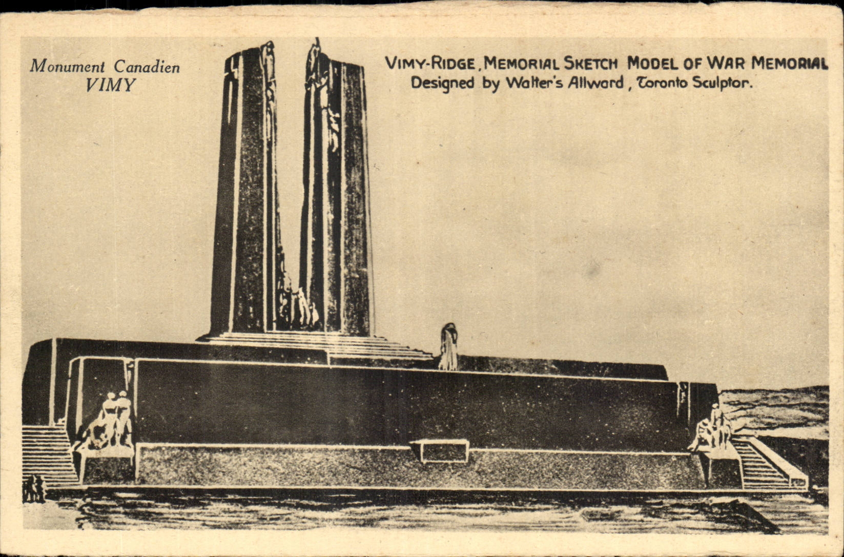 Monument Canadien VIMY — Modèle de mémoire de guerre — Dessiné par Walter Allward, sculpteur de Toronto