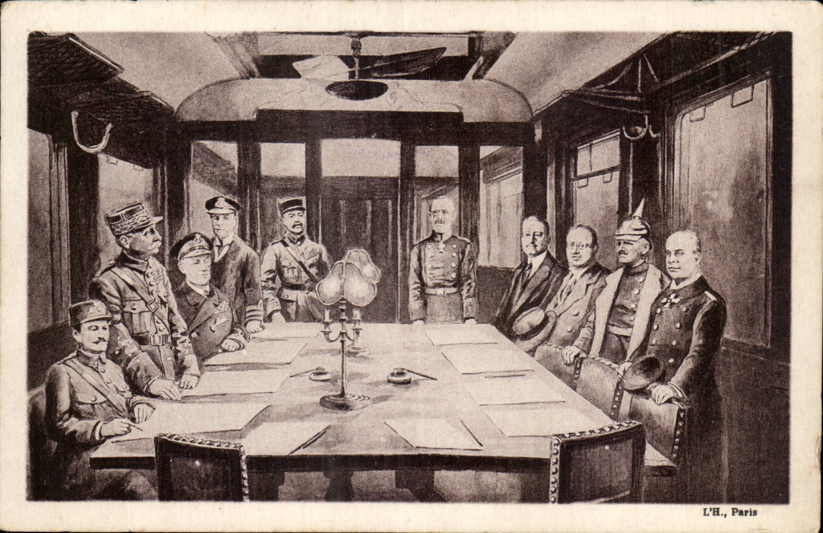Guerre 1914 1918 - Signature de l'Armastice le 11 November 1918 5 heure le matin - CPA 