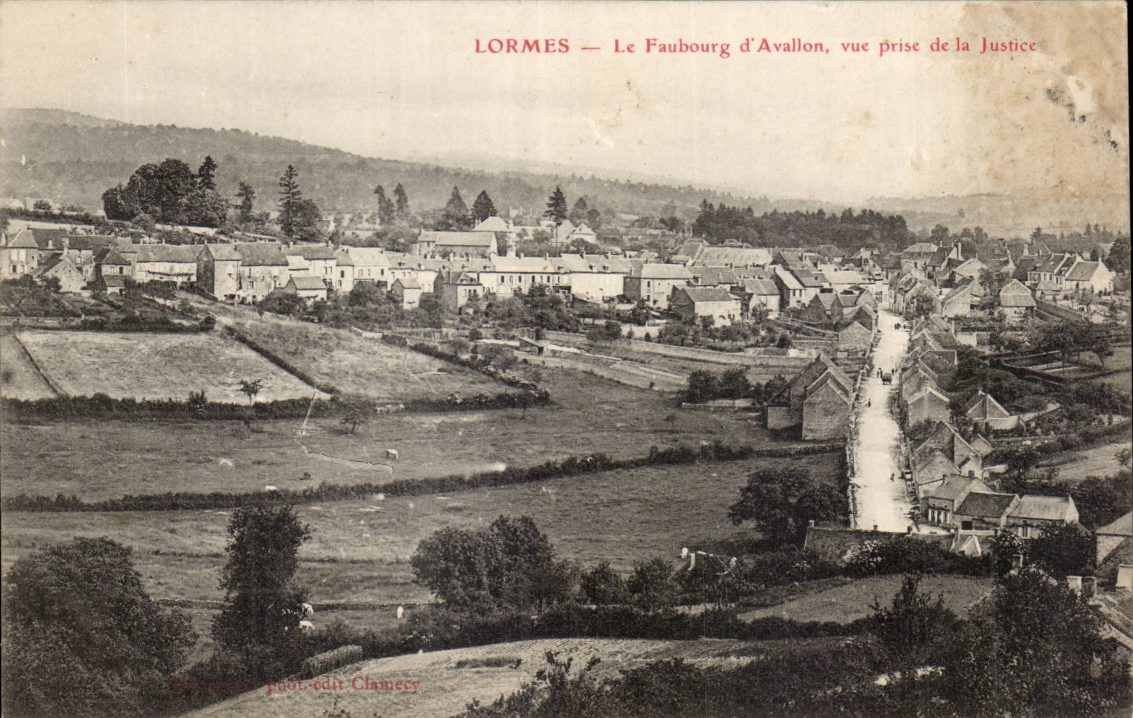 Lormes - Le faubourg d'Avallon vue prise de la Justice - CPA 