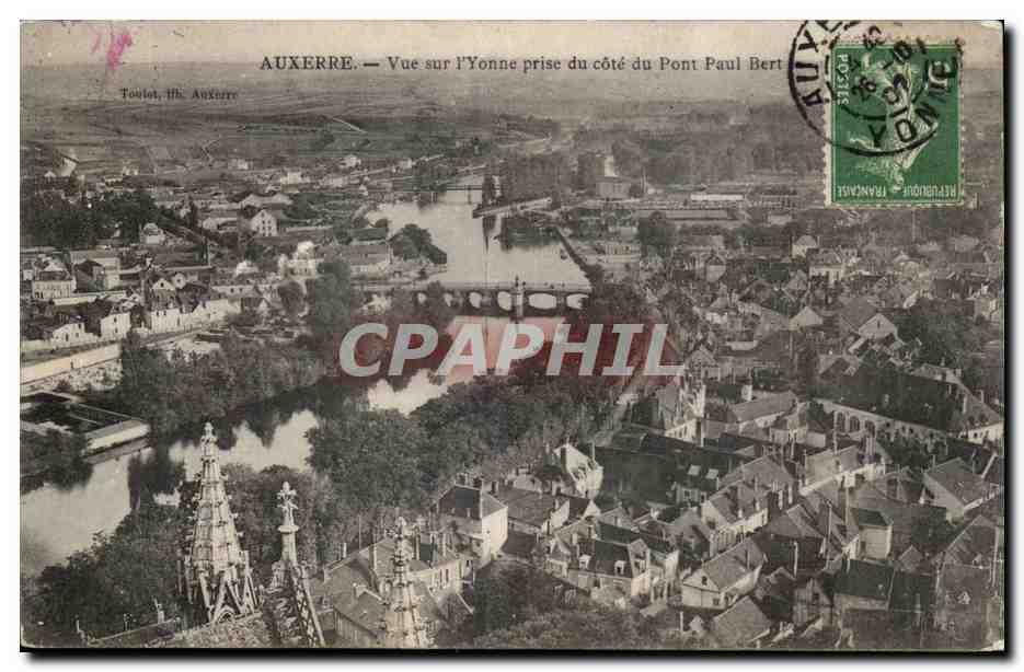 Auxerre - Vue sur l'Yonne prise du cote du Pont Paul Bert - CPA 