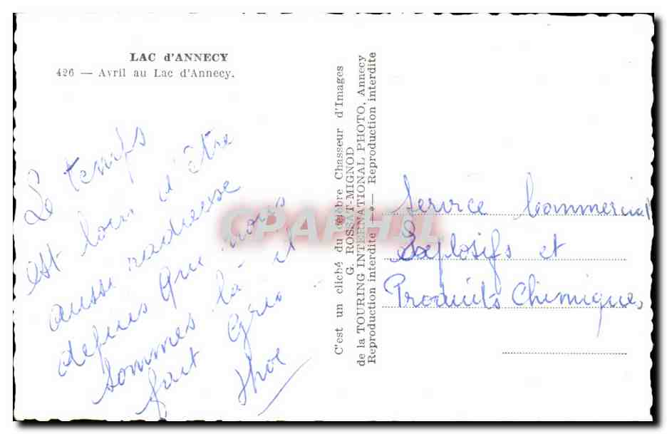 Lac d'Annecy — Avril — G. ROSSET-MIGNOD — Rückseite