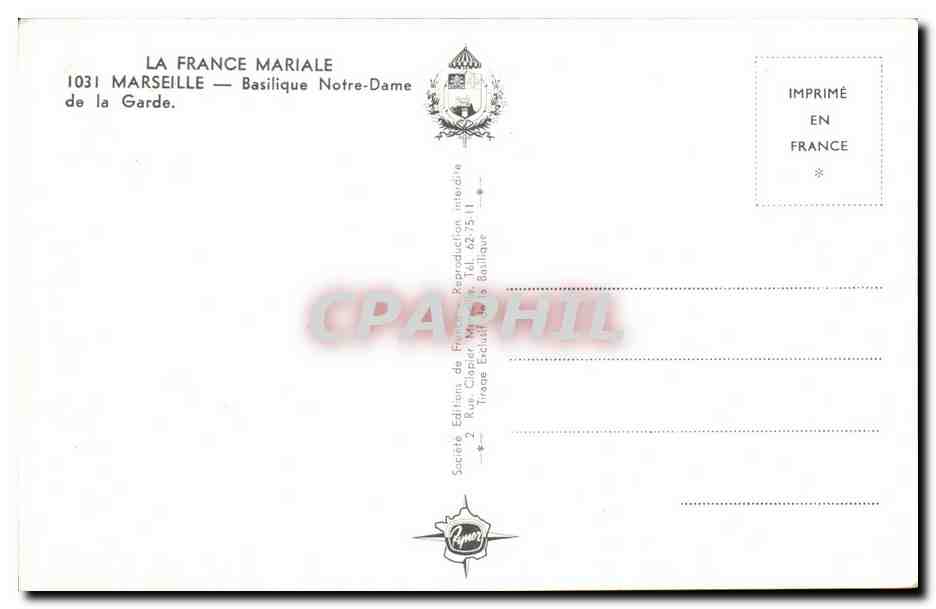 Marseille - Basilique Notre dame de la Garde - CPA  — Rückseite