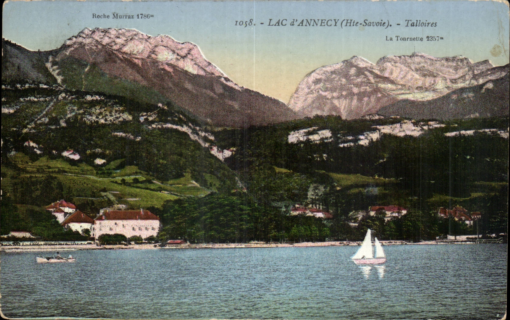 Lac d'Annecy (Haute-Savoie) — vue avec Roches Murraz et La Tonnette — éditeur L. Faures