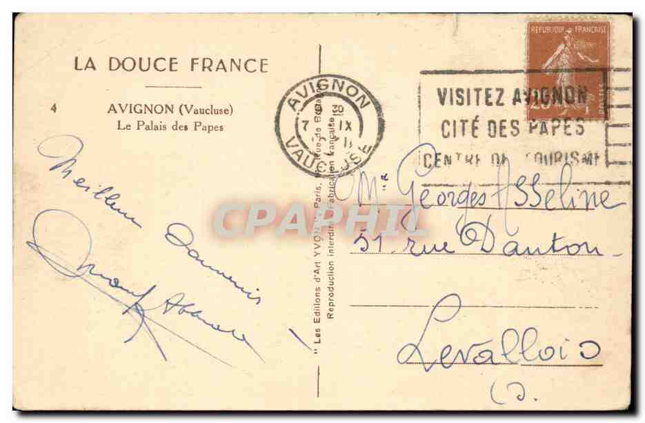 Avignon - Le Palais des Papes - CPA  — Verso