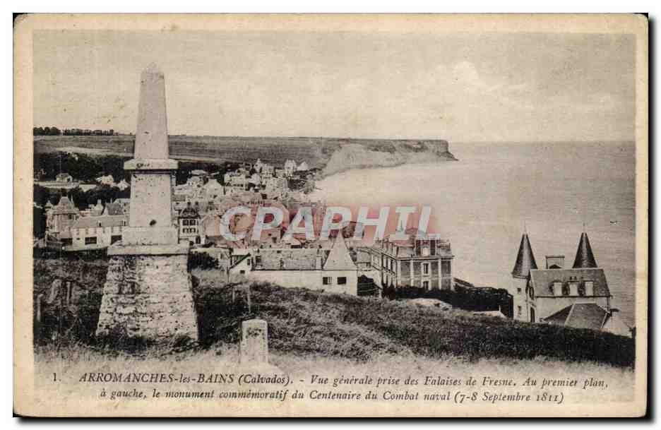 Arromanches les Bains CPA Vue generale prise des falaises de Fresne 