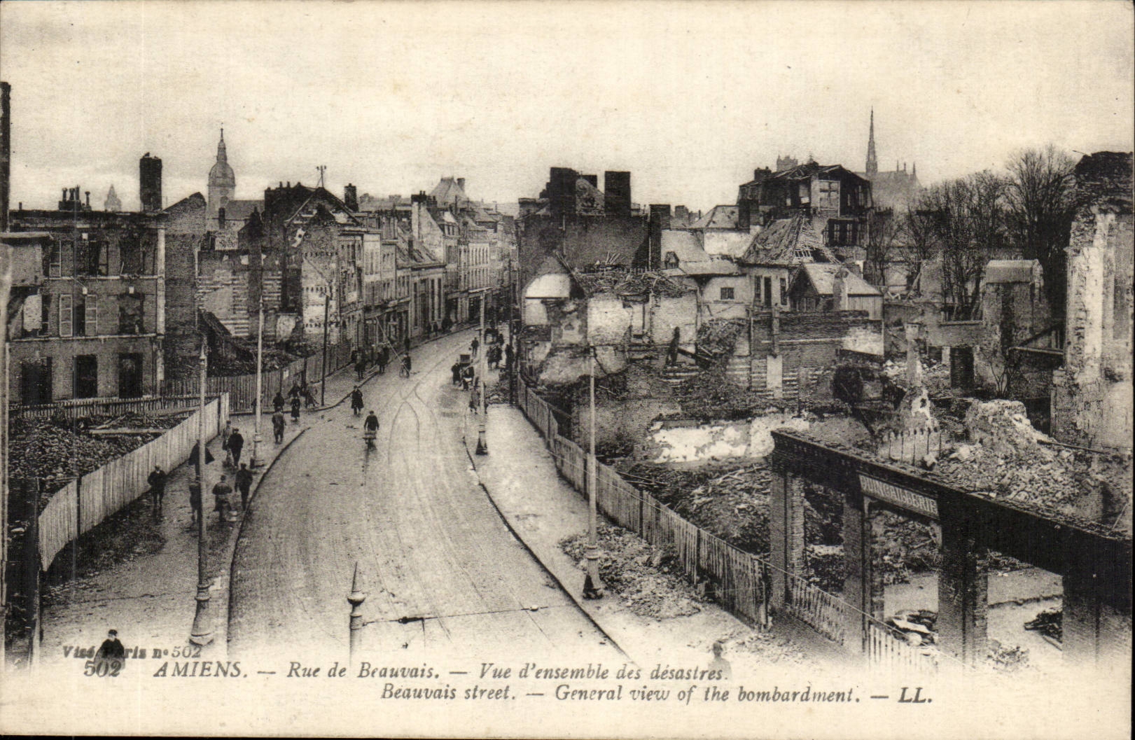 Amiens CPA Rue de Beauvais Vue d'ensemble des desastres