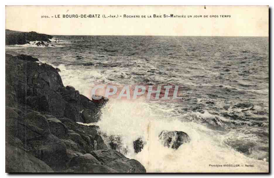 Bourg de Batz CPA Rochers d ela baie de Saint Mathieu un jour de gros temps