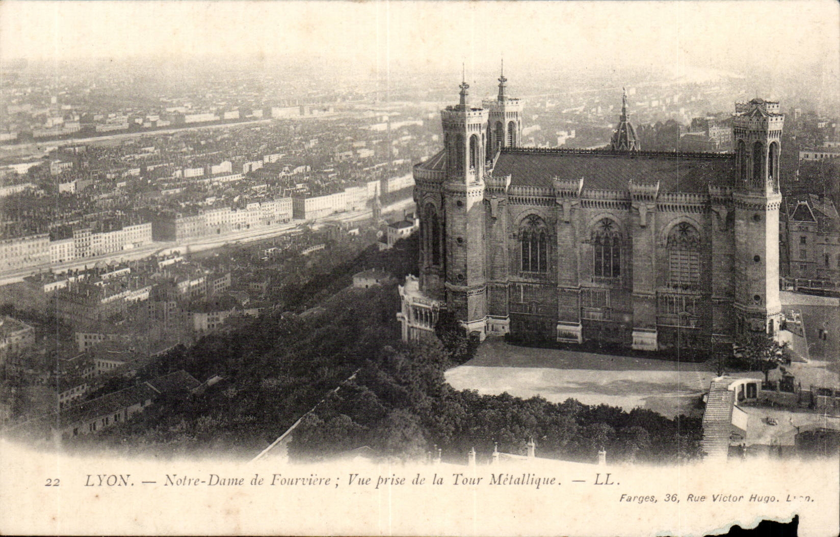 Lyon CPA Notre Dame de Fourviere Vue prise de la tour metallique