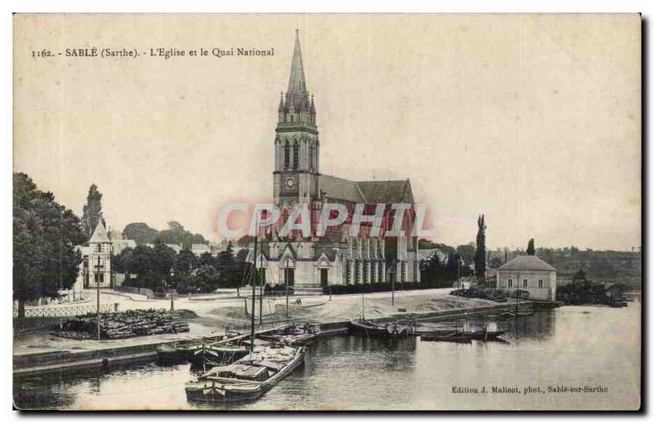 Sable CPA L'eglise et le quai National
