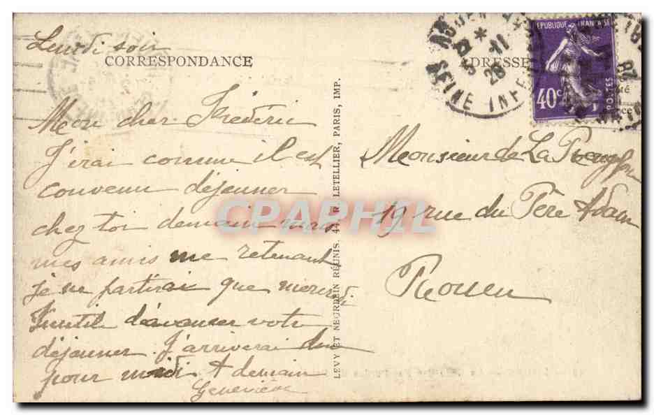Rouen CPA La salle des pas perdus du palais de justice — Verso