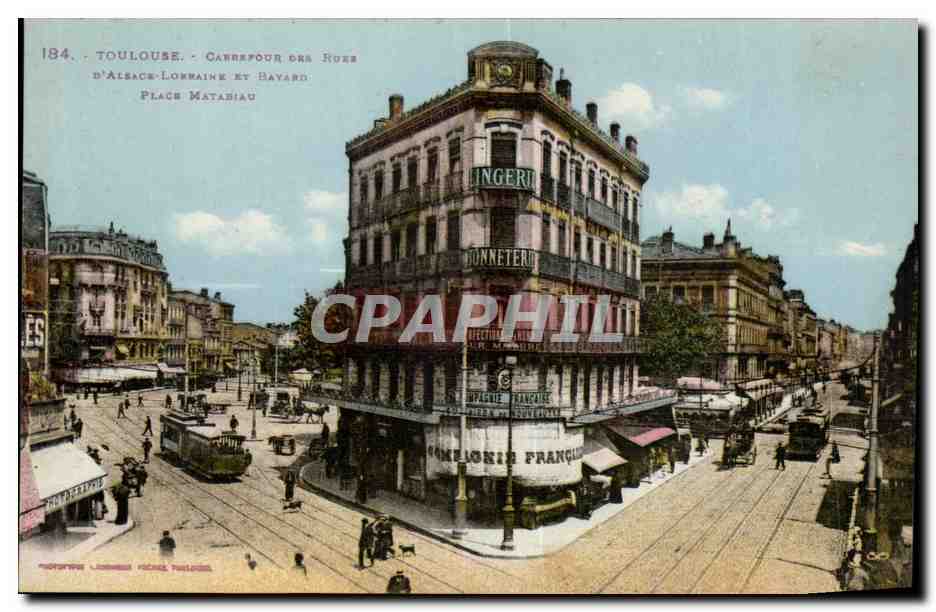 Toulouse - Carrefour des Rues d'Alsace-Lorraine et Bayard, Place Matabiau — éditeur L. Fournier, n° 184