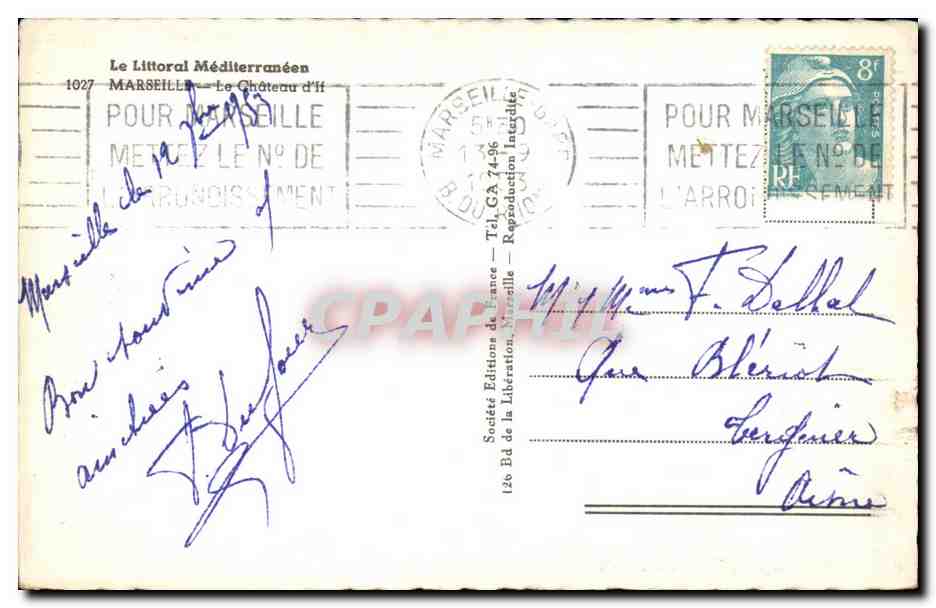 Marseille CPA Le chateau d'if — Rückseite