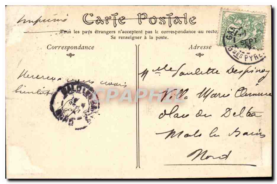 Pau CPA Interieur du chateau La salle a manger — Verso