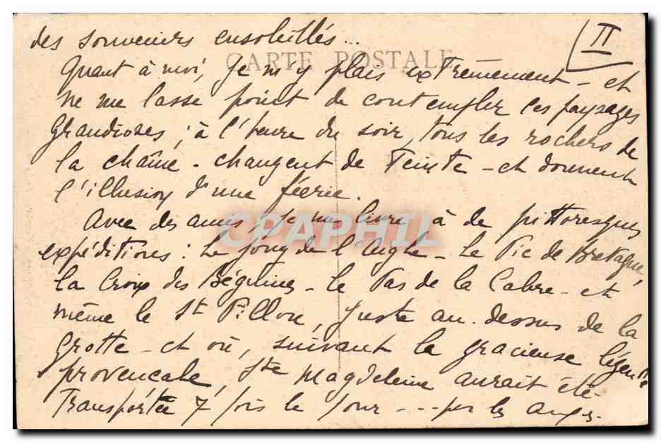 Sainte Baume CPA Escaliers de la grotte — Verso