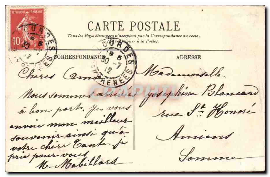 Lourdes — Le Château et les Montagnes — LL. — N°15 — Verso